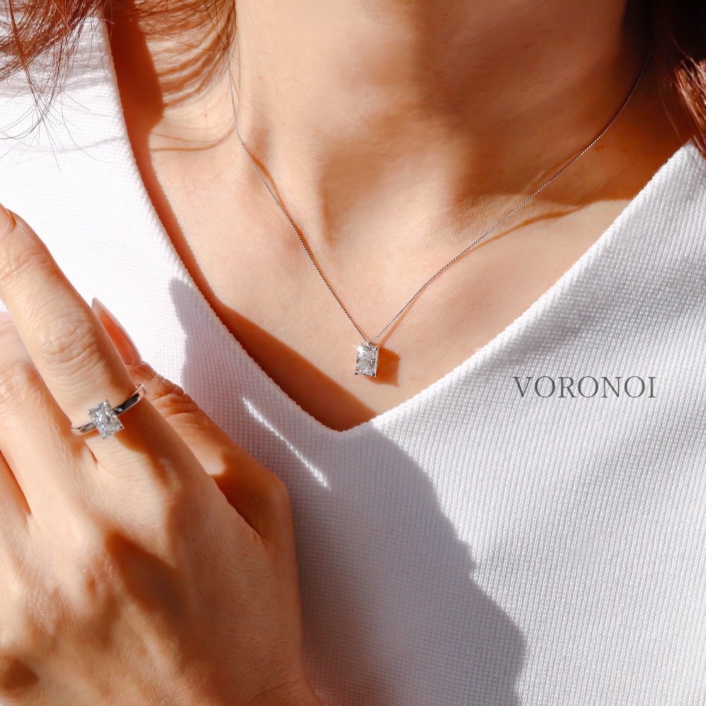 ラディアントカット スクエア ダイヤモンド 1ct ネックレス K18 / PT950