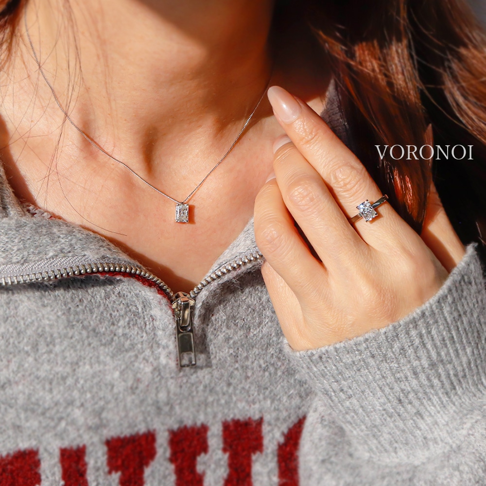 ラディアントカット スクエア ダイヤモンド 1ct ネックレス K18 / PT950