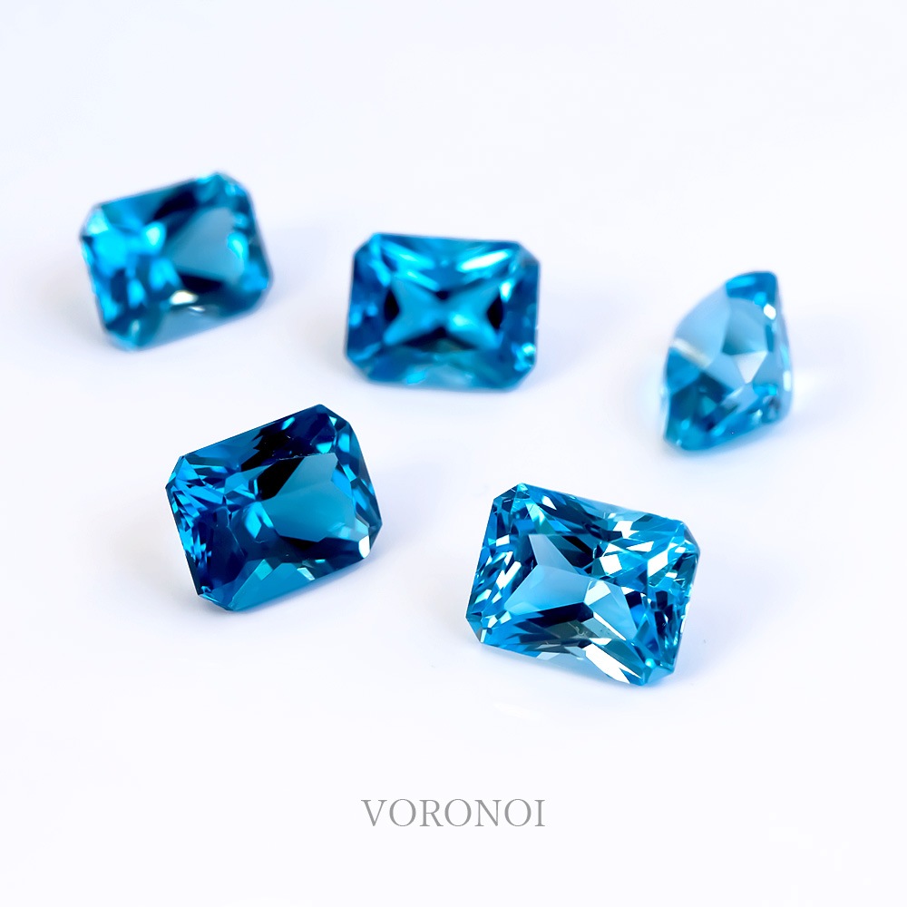 【数量限定】VORONOI Open Setting エメラルドカット 「スイスブルートパーズ」 - シンプル -