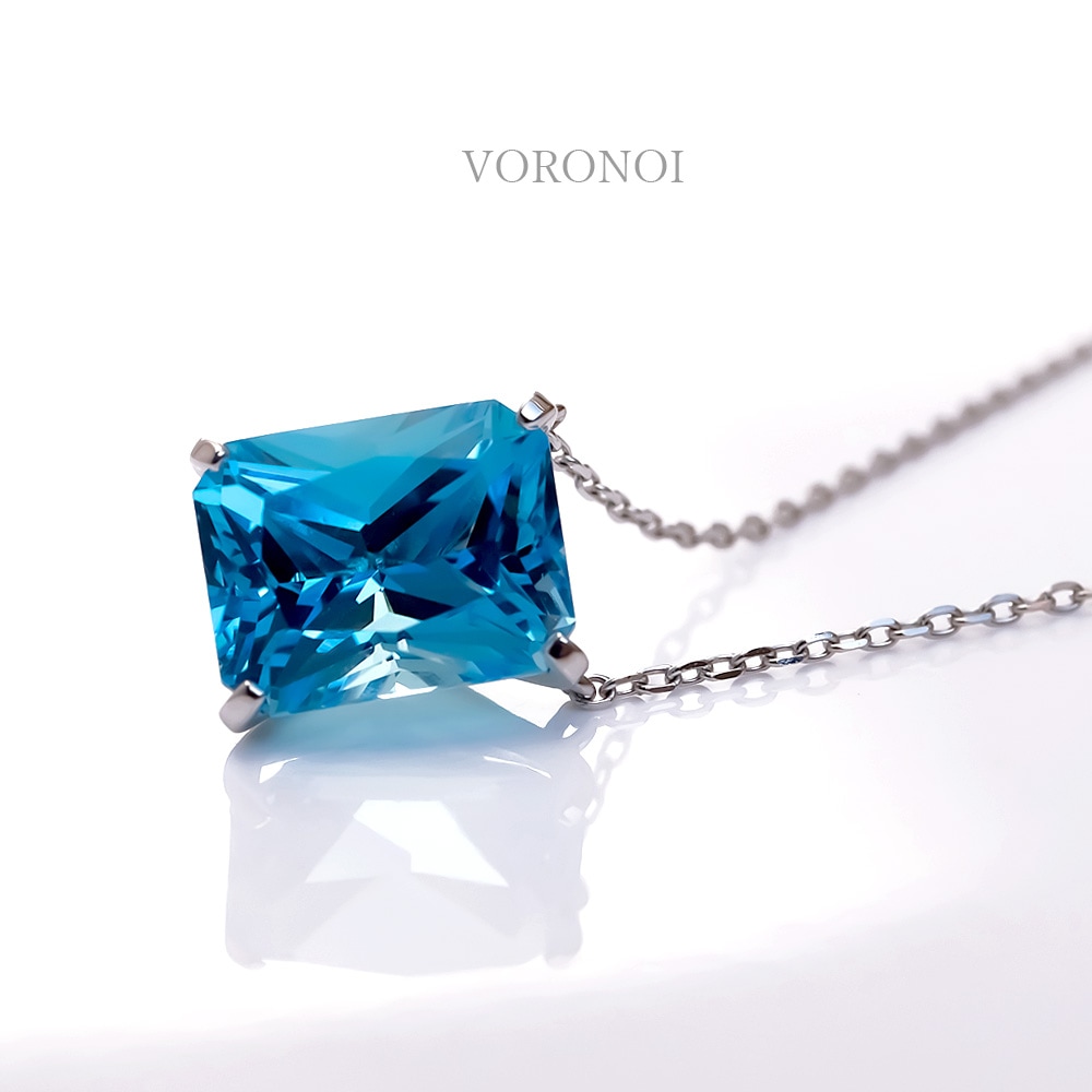 【数量限定】VORONOI Open Setting エメラルドカット 「スイスブルートパーズ」 - シンプル -