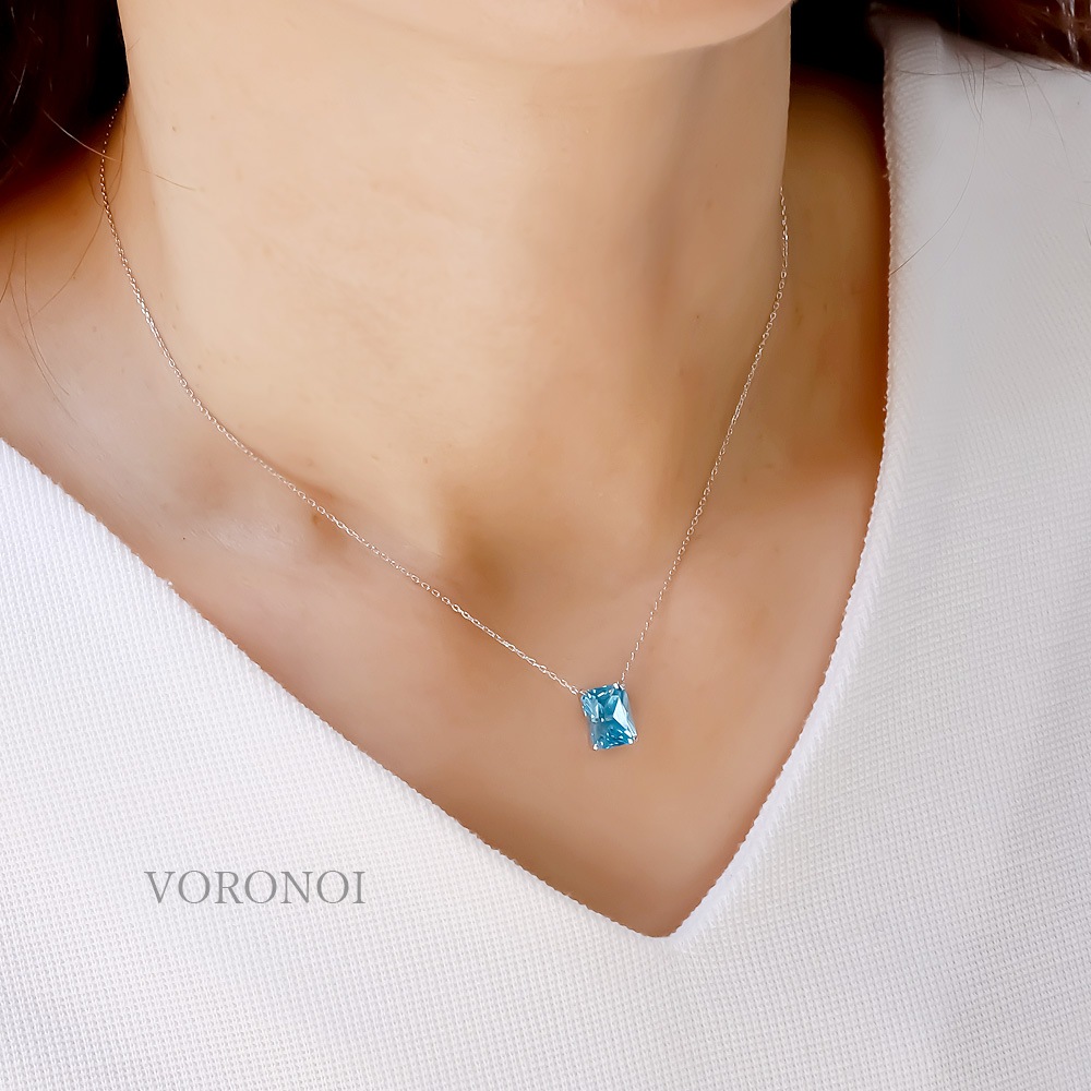 【数量限定】VORONOI Open Setting エメラルドカット 「スイスブルートパーズ」 - シンプル -