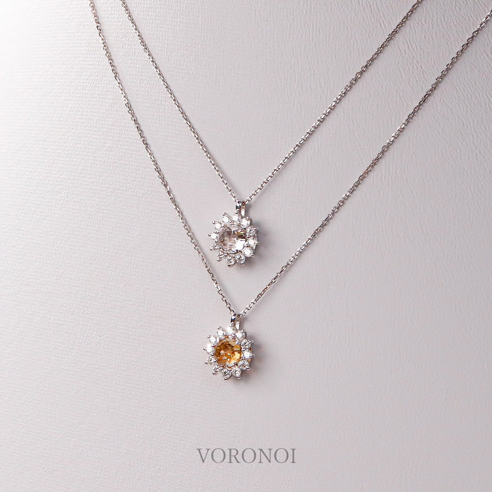 DIAMOND MOSAIC BRUSHED GOLD HORIZONTAL HEXAGON TAG NECKLACE