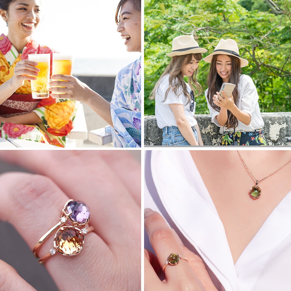 【 5営業日以内発送 / 在庫限り 】MINAMO Flower＆Cabo ダイヤモンドネックレス K10WG