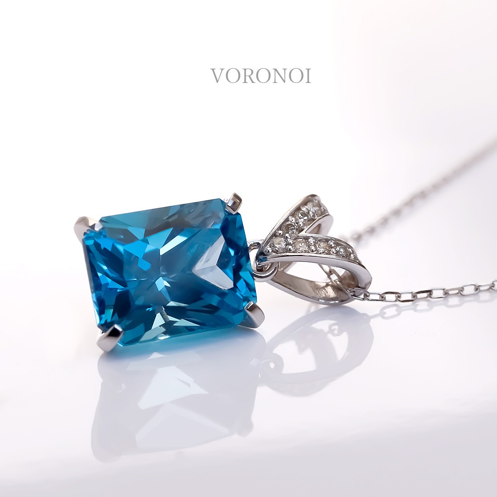 【数量限定】VORONOI Open Setting エメラルドカット「スイスブルートパーズ」 - ダイヤモンド -