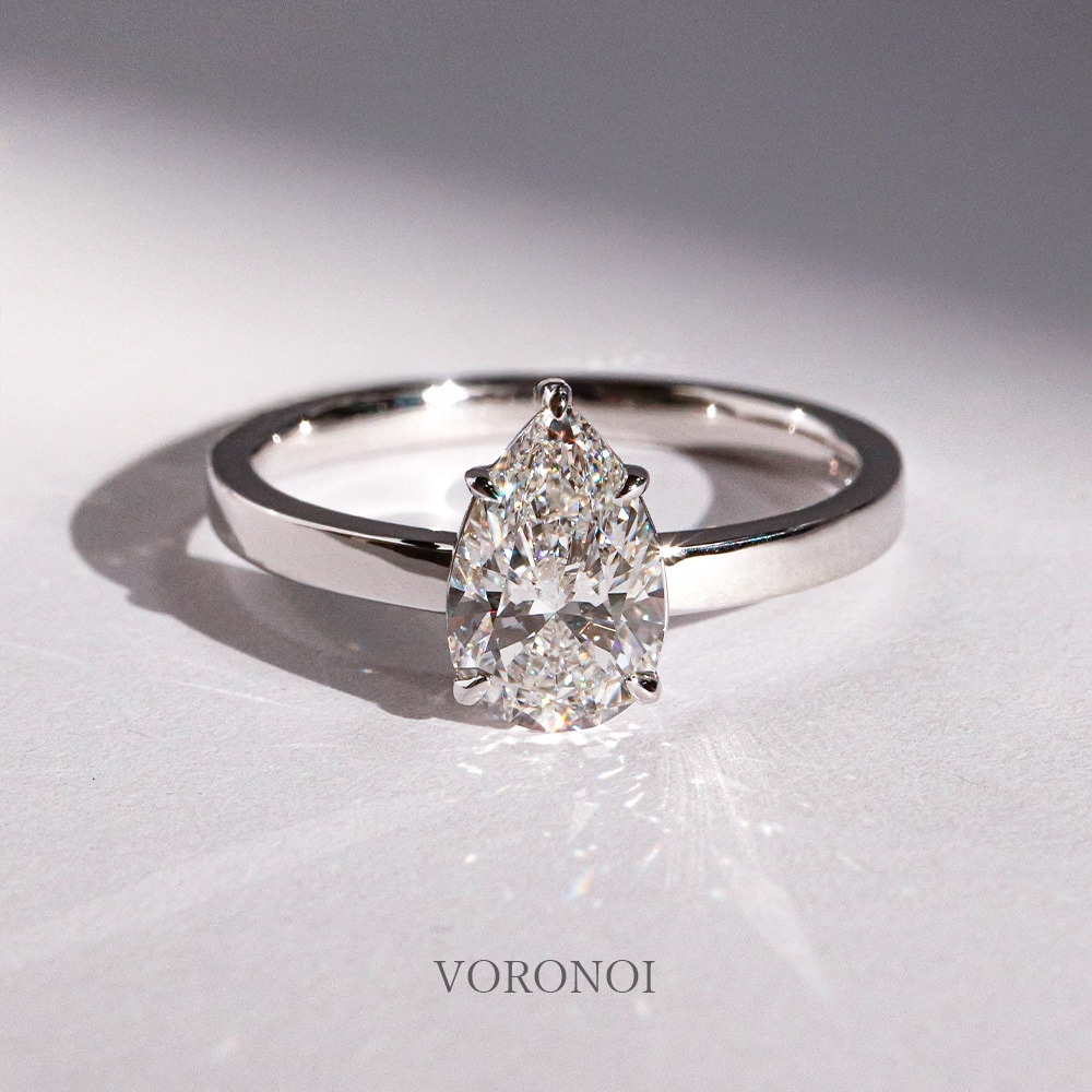 ペアシェイプ ラボグロウン ダイヤモンド リング 1ct｜K18/Pt950