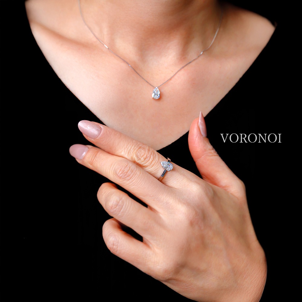 1ct ペアシェイプ ラボグロウン ダイヤモンド リング K18 / PT950