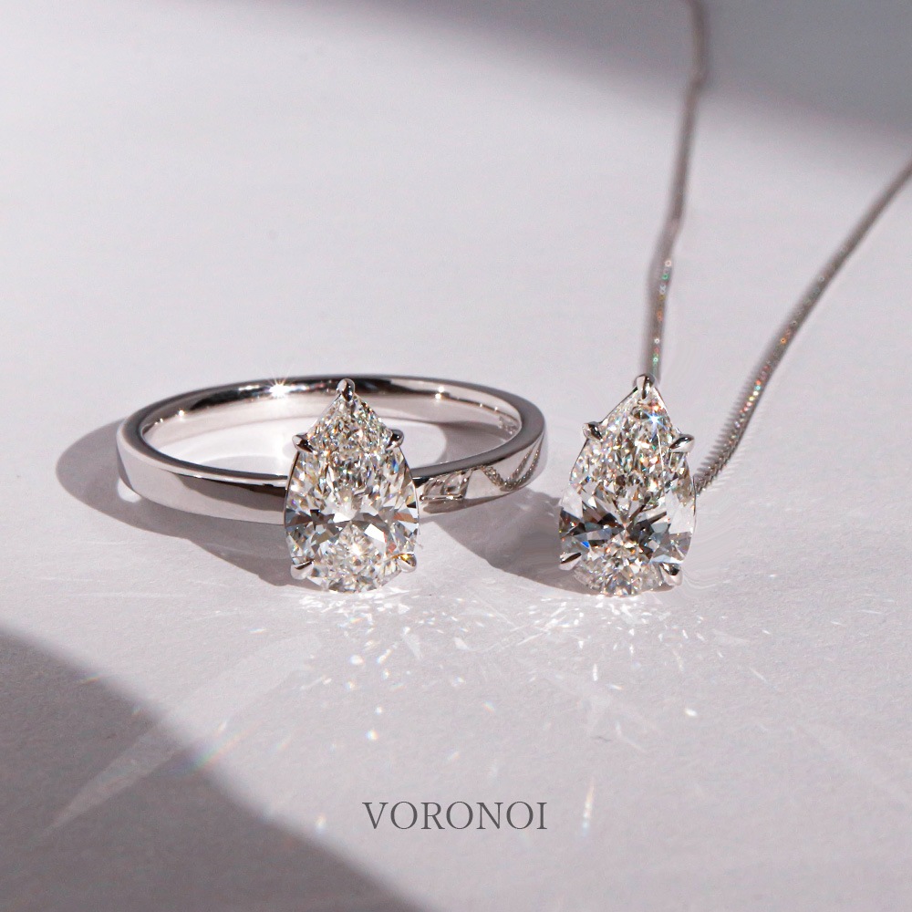 1ct ペアシェイプ ラボグロウン ダイヤモンド リング K18 / PT950