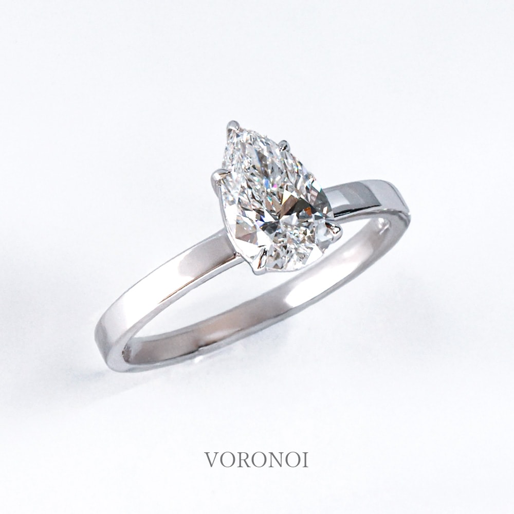 ペアシェイプ ラボグロウン ダイヤモンド リング 1ct｜K18/Pt950