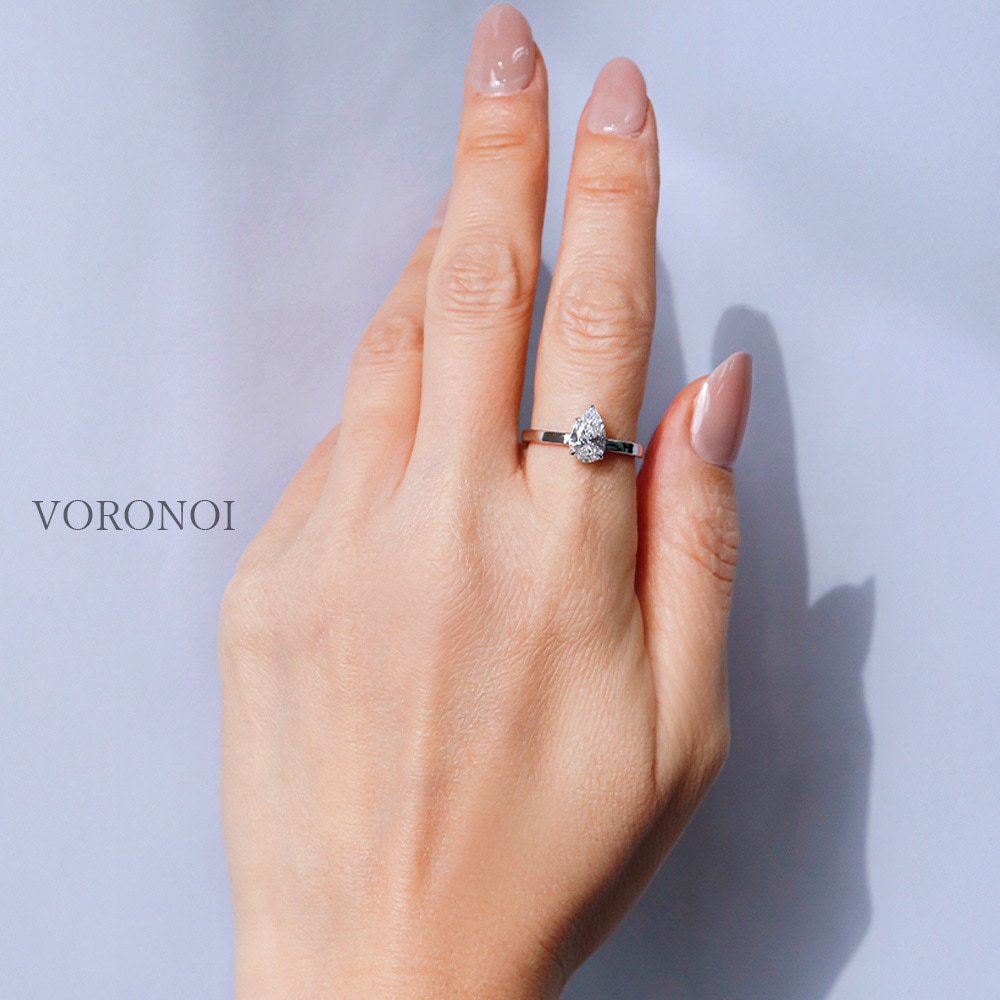 ペアシェイプ ラボグロウン ダイヤモンド リング 1ct｜K18/Pt950