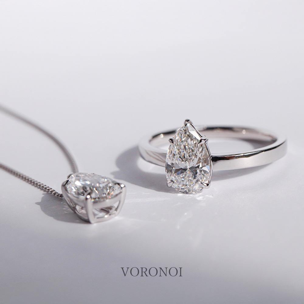 1ct ペアシェイプ ラボグロウン ダイヤモンド リング K18 / PT950