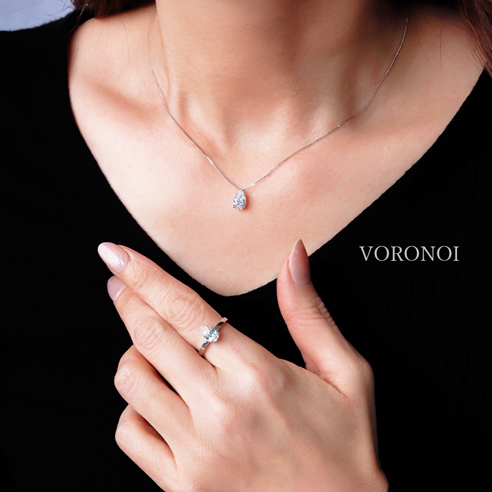 1ct ペアシェイプ ラボグロウン ダイヤモンド ネックレス K18 / PT950