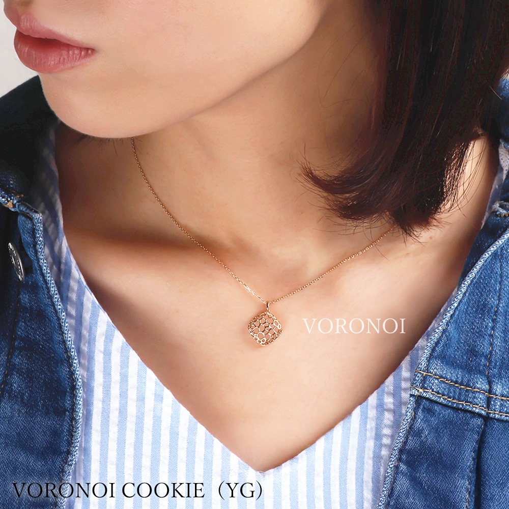 【 5営業日以内発送 / 在庫限り 】K10 VORONOI 透かし ネックレス オリジナルエンドパーツ付