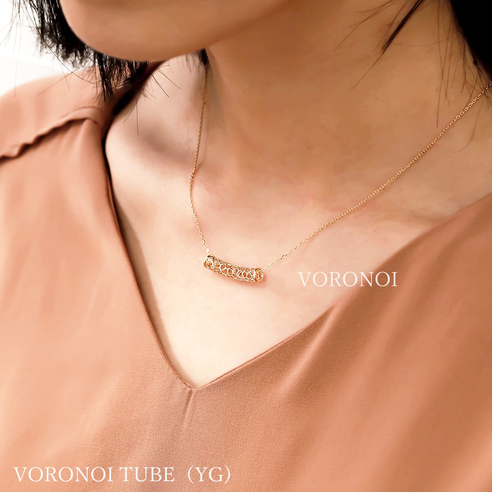 【 5営業日以内発送 / 在庫限り 】K10 VORONOI 透かし ネックレス オリジナルエンドパーツ付