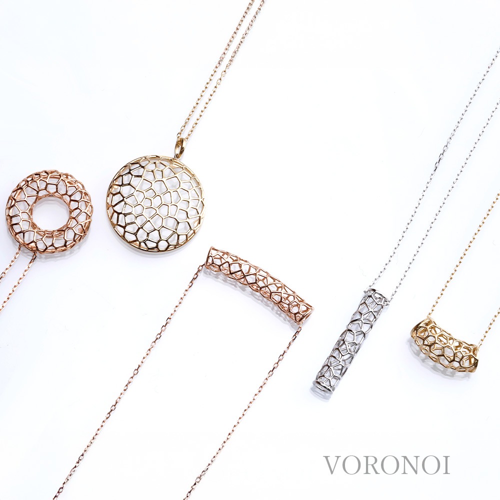 【 5営業日以内発送 / 在庫限り 】K10 VORONOI 透かし ネックレス オリジナルエンドパーツ付