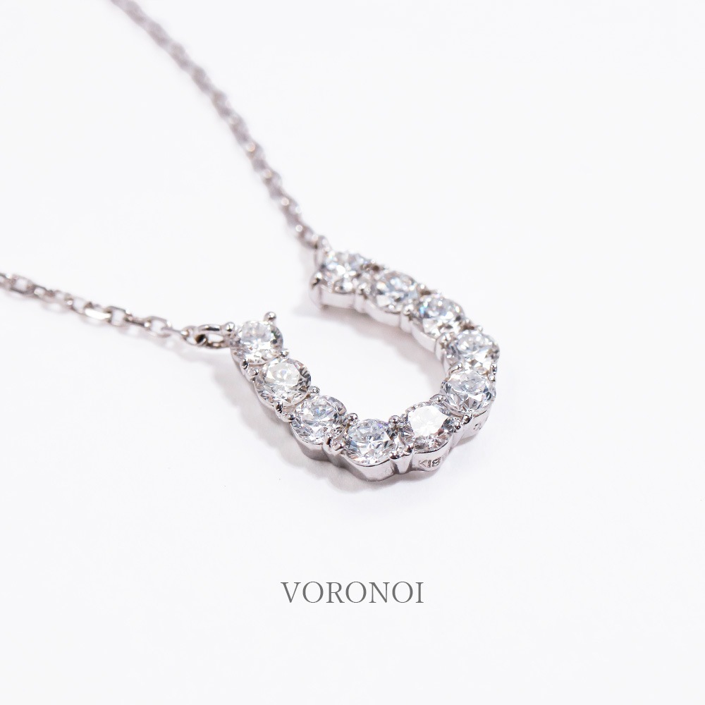 ラボグロウン ダイヤモンド 馬蹄 ネックレス 計 0.3ct K18/PT950
