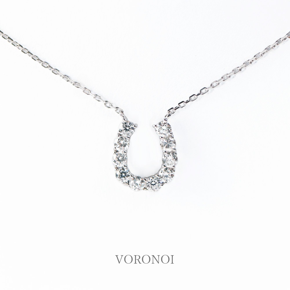 ラボグロウン ダイヤモンド 馬蹄 ネックレス 計 0.3ct K18/PT950