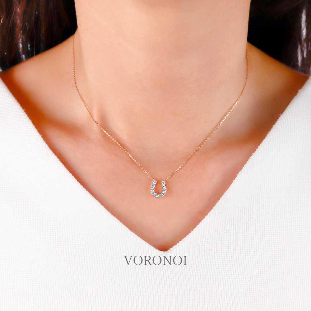 ラボグロウンダイヤモンド 馬蹄ネックレス 0.3ct K18YG/K18WG/Pt950