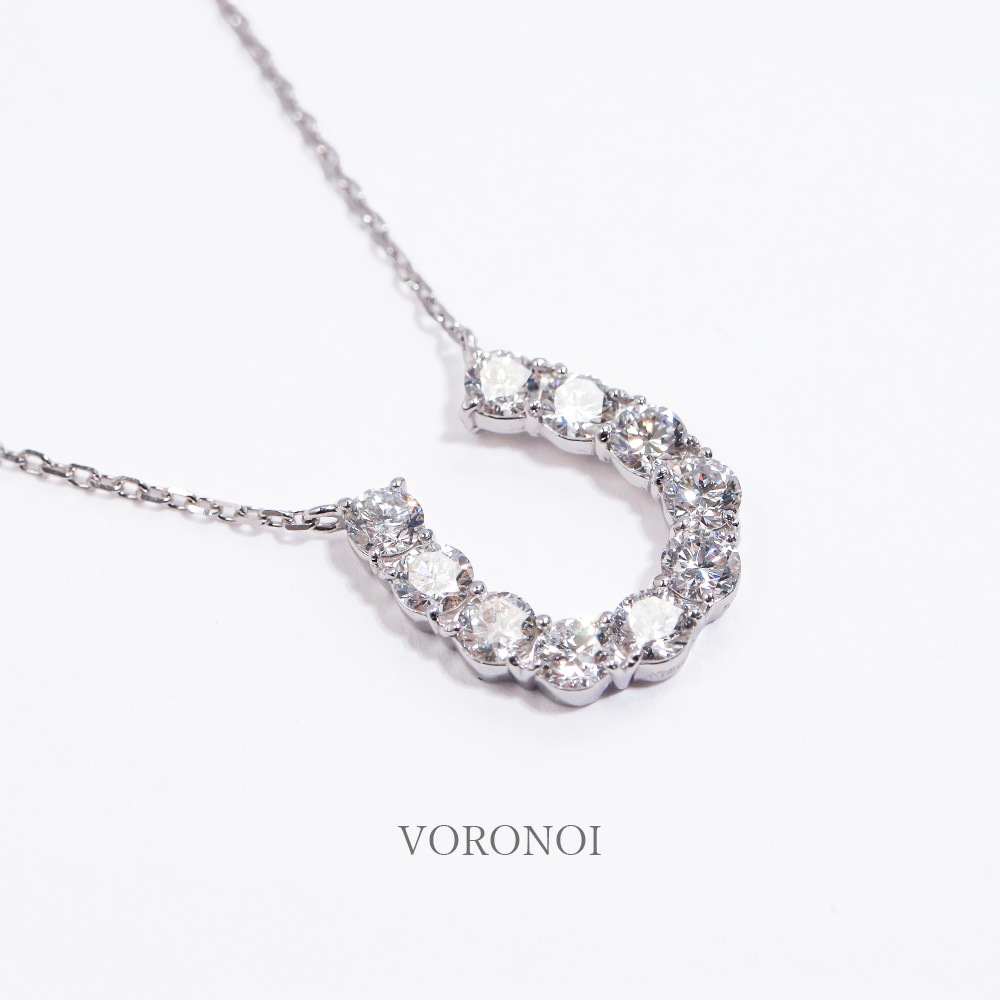 ラボグロウン ダイヤモンド 馬蹄 ネックレス 計 0.6ct K18/PT950