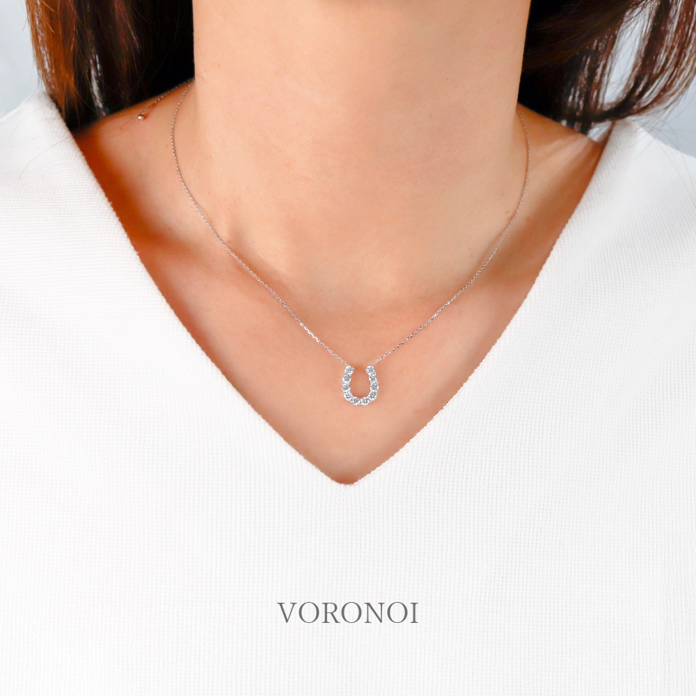ラボグロウン ダイヤモンド 馬蹄 ネックレス 計 0.6ct K18/PT950