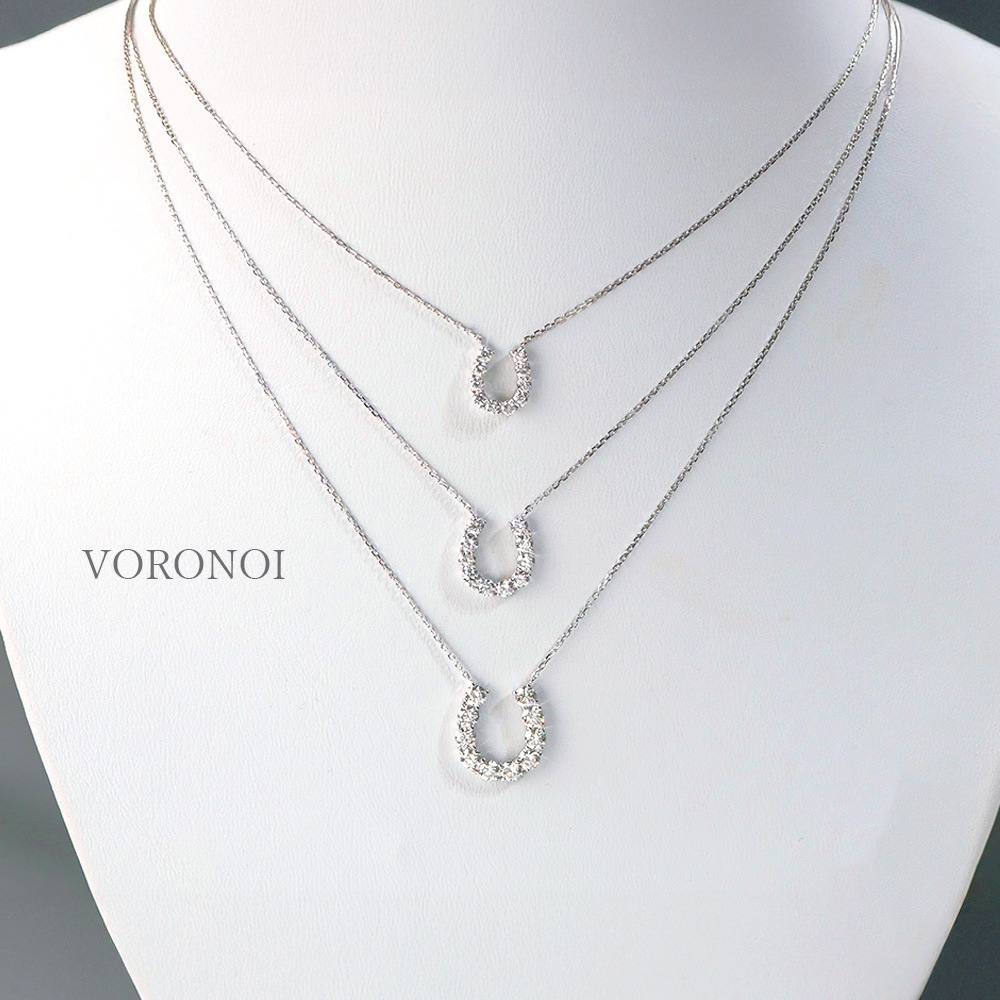 ラボグロウン ダイヤモンド 馬蹄 ネックレス 計 1ct K18/PT950