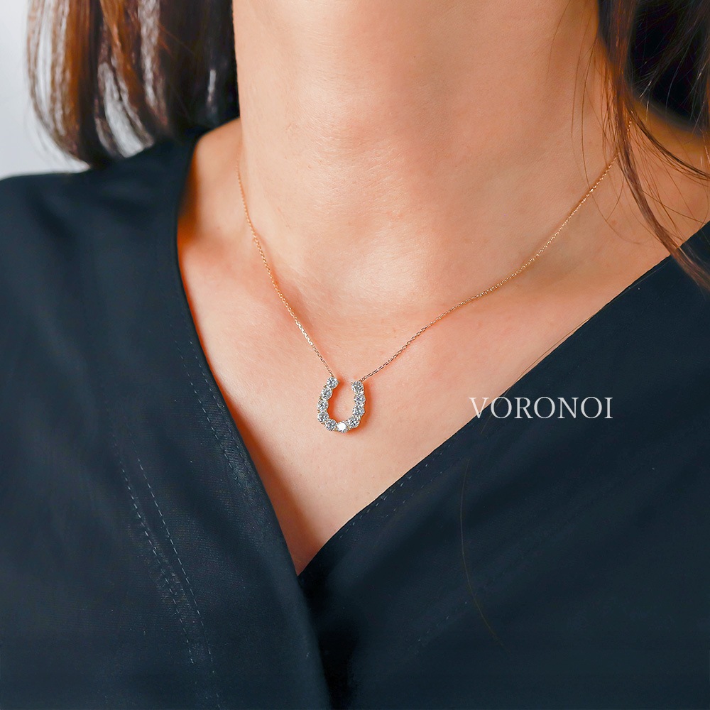 ラボグロウン ダイヤモンド 馬蹄 ネックレス 計 1ct K18/PT950