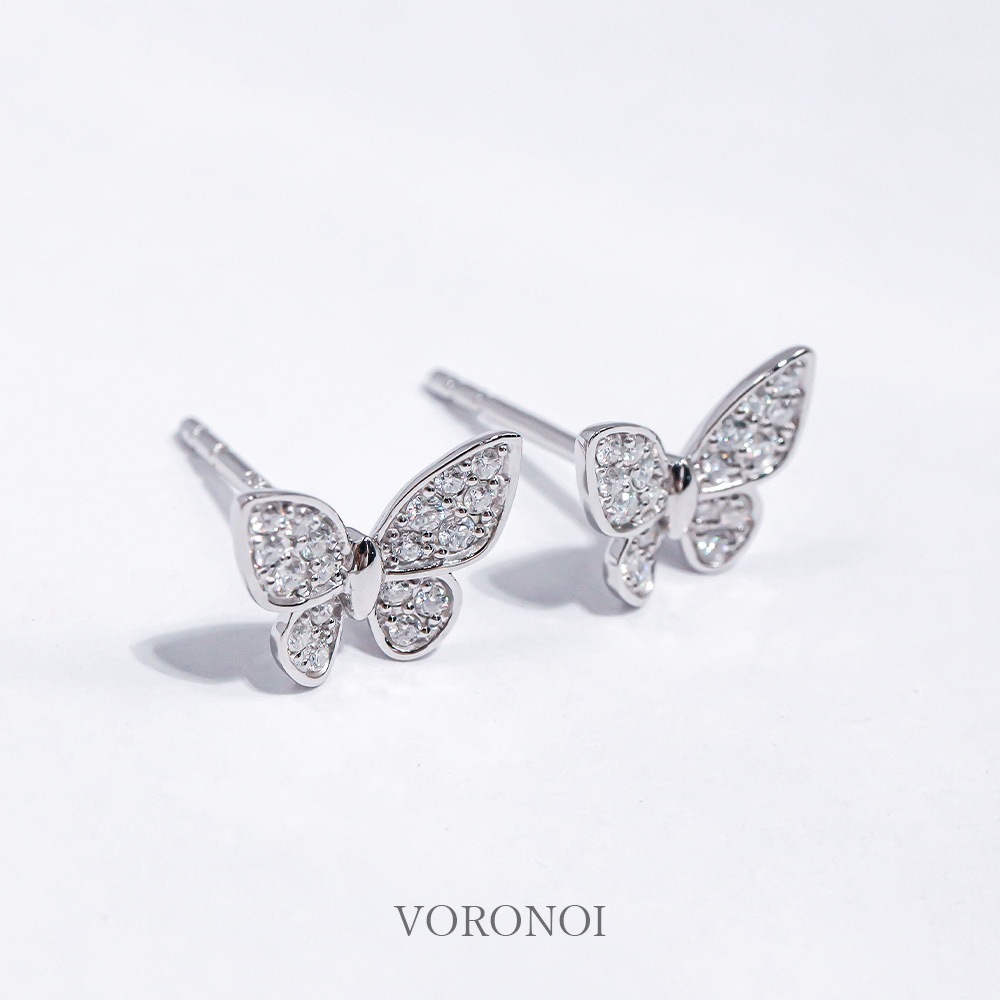 蝶々 ダイヤモンド パヴェ ピアス（中） K10