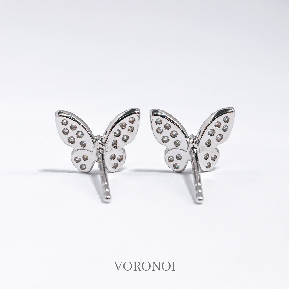 蝶々 ダイヤモンド パヴェ ピアス（中） K10