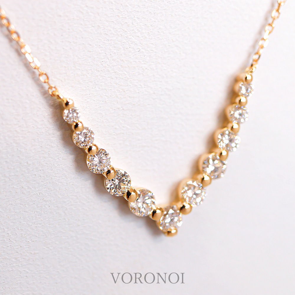 【 VORONOI 7周年記念ジュエリー 】Vライン ネックレス K18 / Pt950 