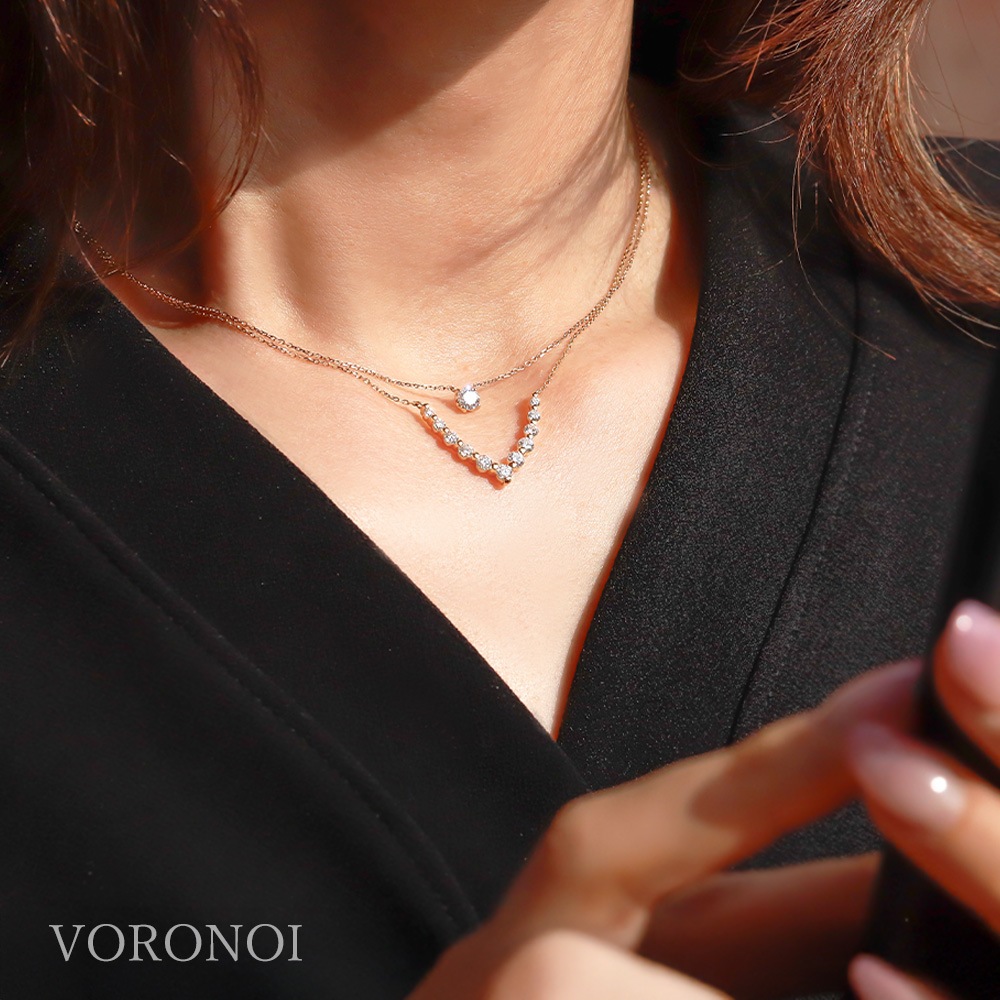 【 VORONOI 7周年記念ジュエリー 】Vライン ネックレス K18 / Pt950 