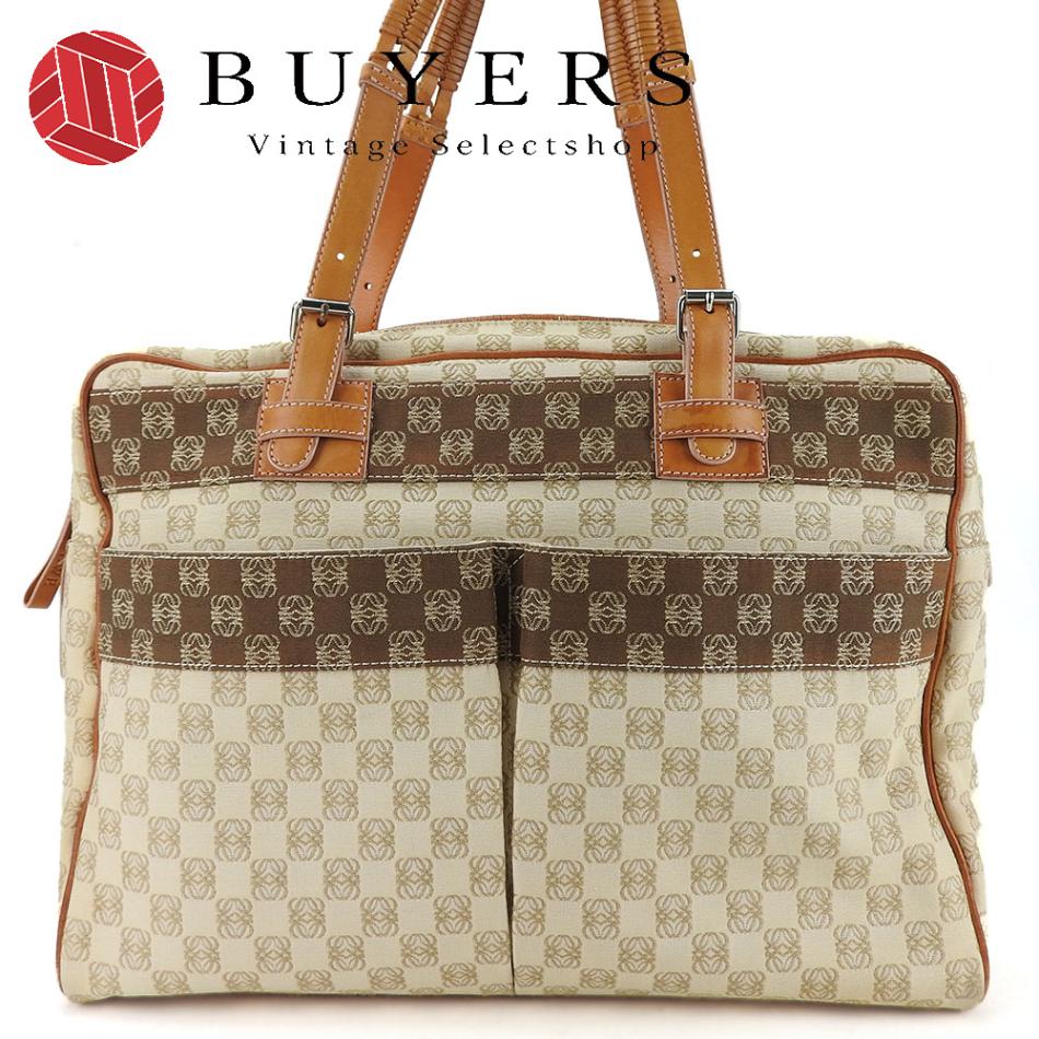 ロエベ トートバッグ ec-23409 メタリック グレー アナグラム 美品