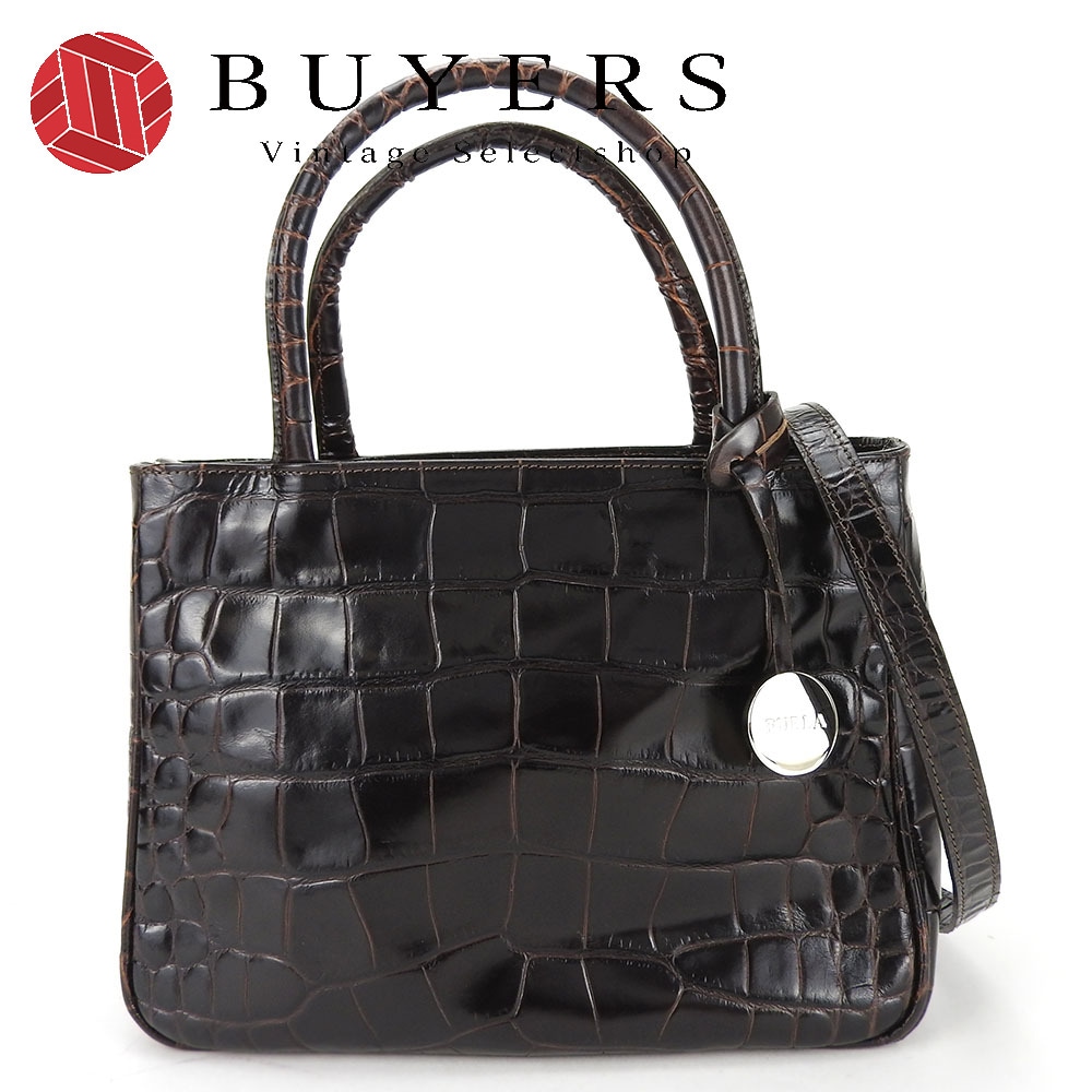 未使用　FURLA シュリンクレザー ショルダーバッグ　ダークブラウン フルラの中古通販 | ブランディア