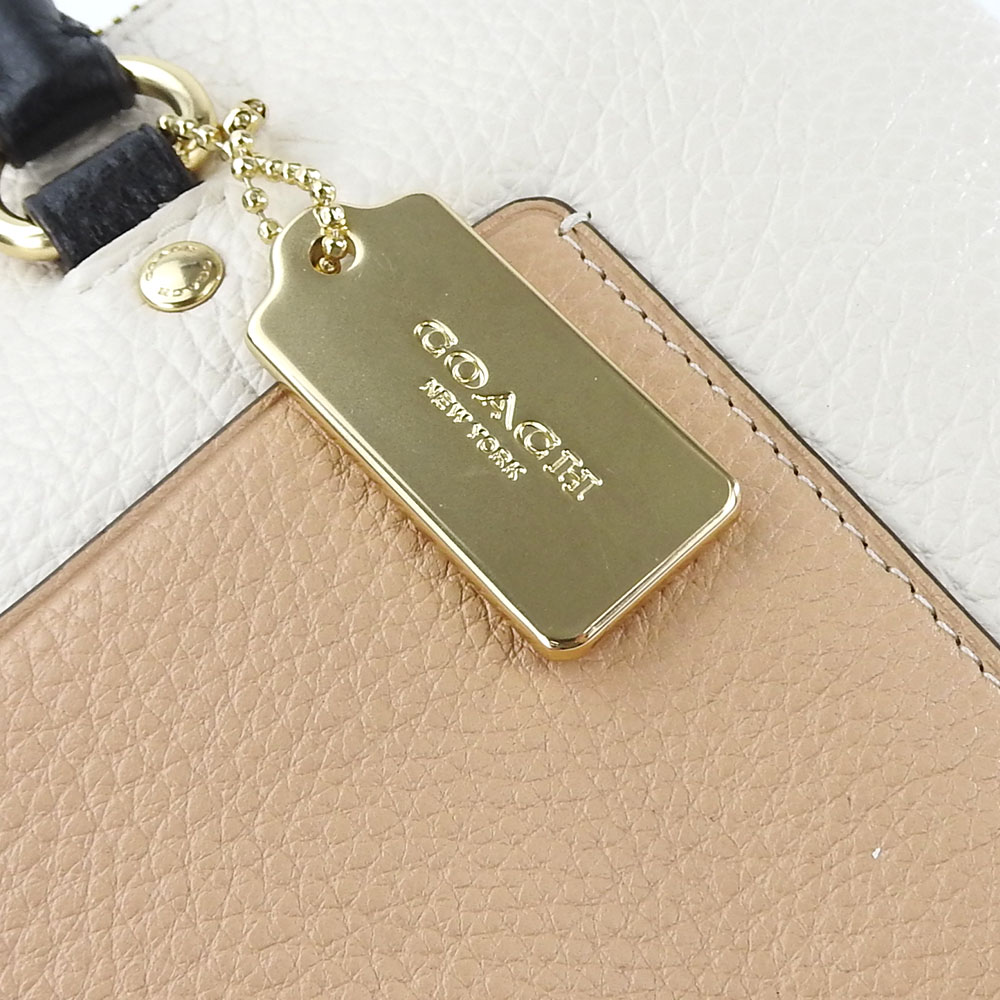 中古 コーチ ハンドバッグ F73715 レザー ホワイト ベージュ ブラック