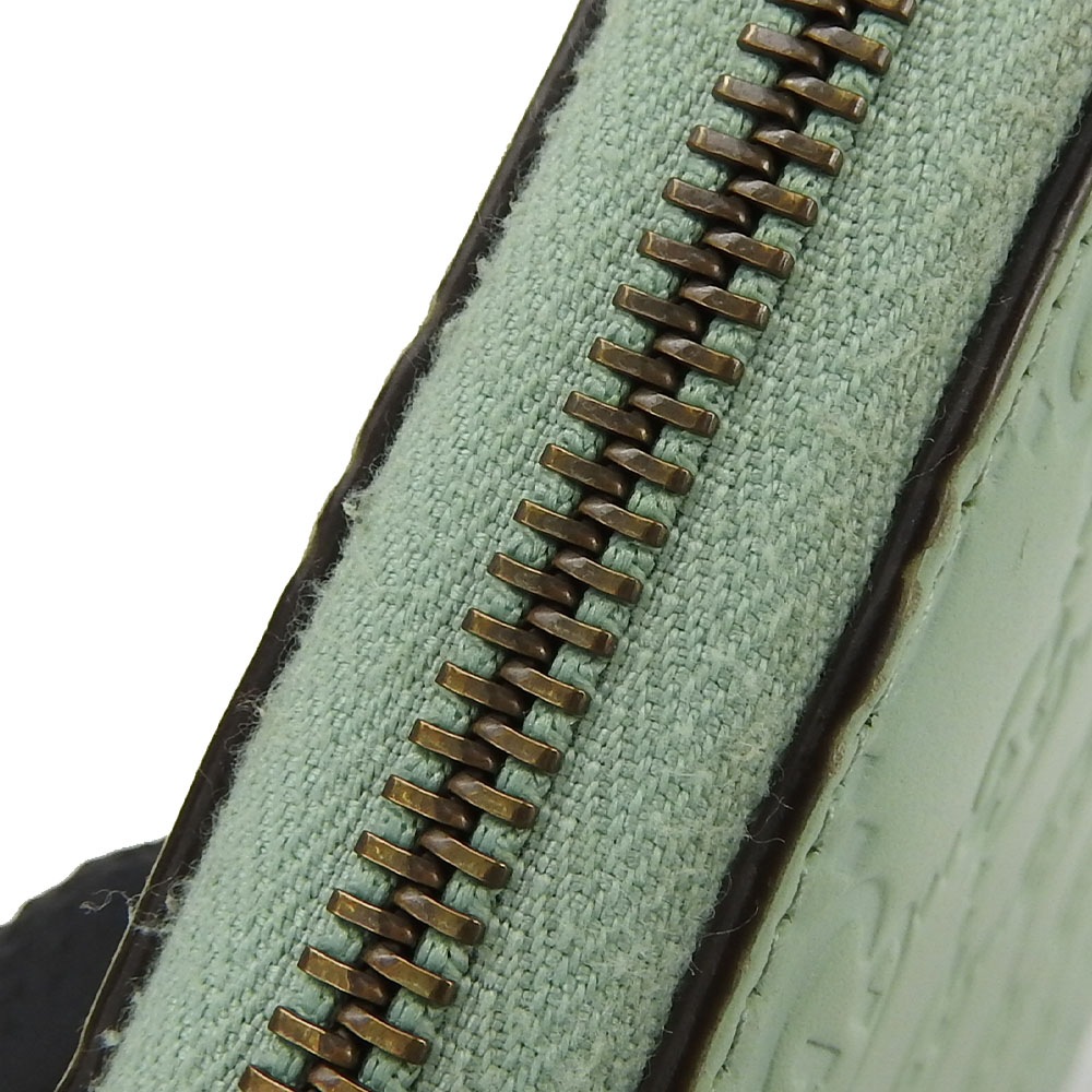 中古】 グッチ 長財布 ラウンドファスナー 548058 シマレザー ミント