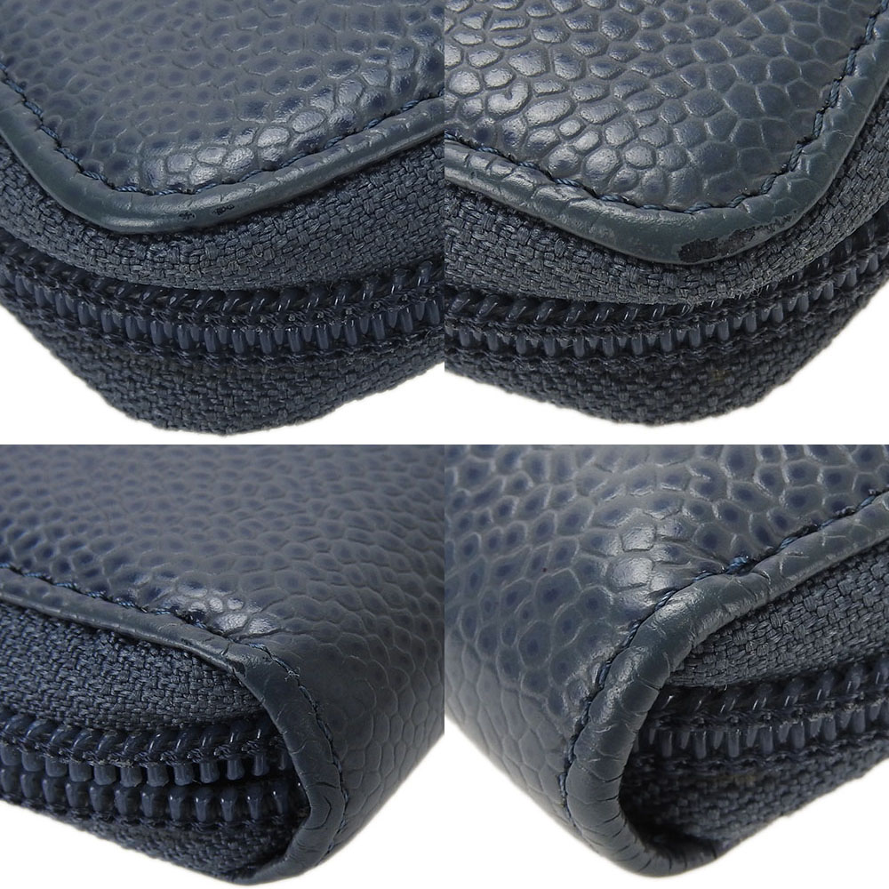 中古】 シャネル ラウンドファスナー 長財布 ウォレット キャビア