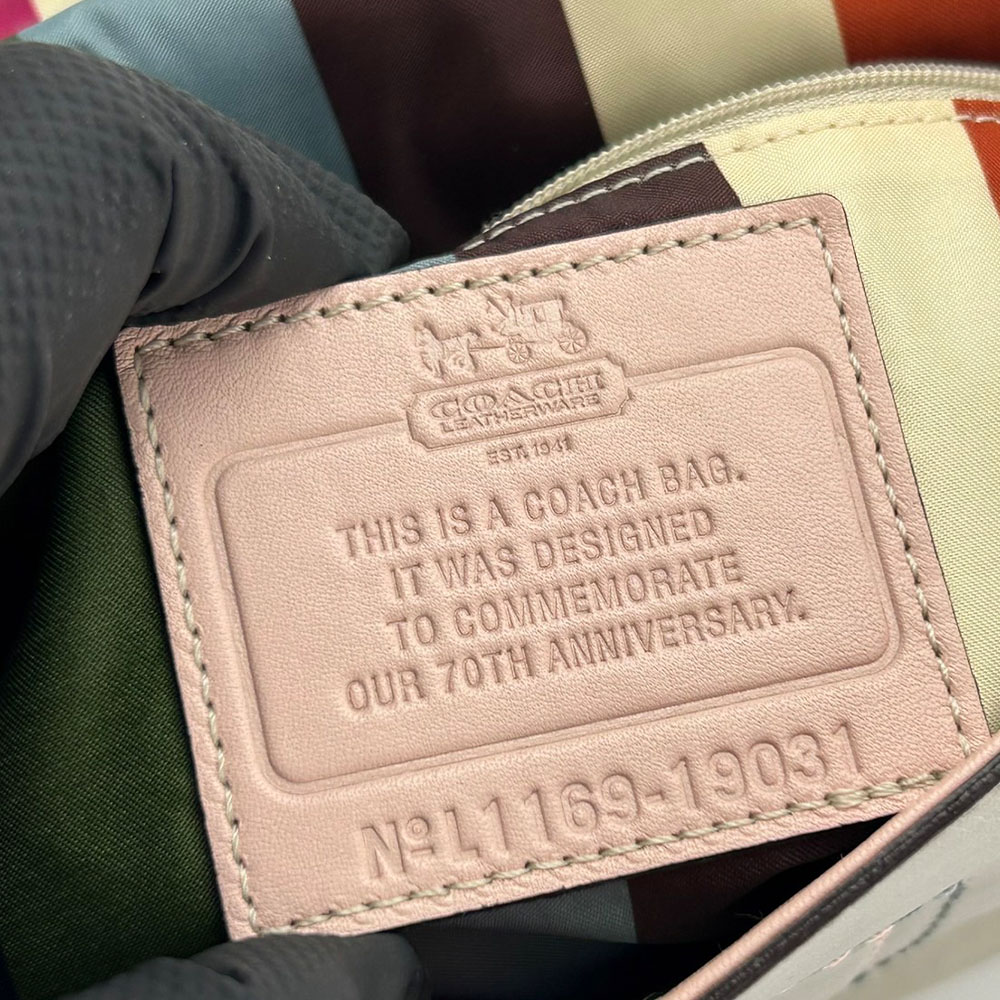 中古】 コーチ ハンドバッグ 19031 レザー グレー ピンク ゴールド金具