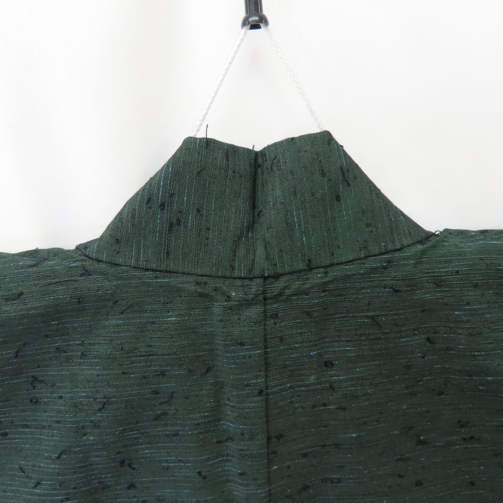 中古】 着物セット ひげ紬 しつけ糸あり 正絹(金銀糸除く) ダーク