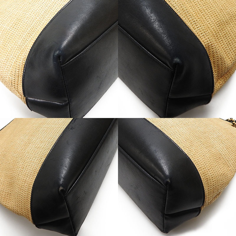中古】シャネル チェーントートバッグ CHANEL ストローバッグ 2番台