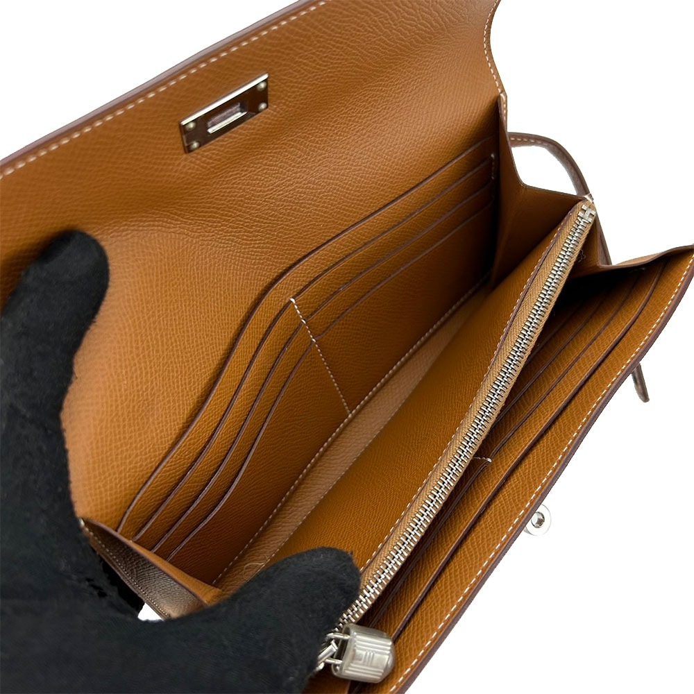 中古】エルメス 長財布 ケリーウォレット D刻印 ヴォーエプソン  