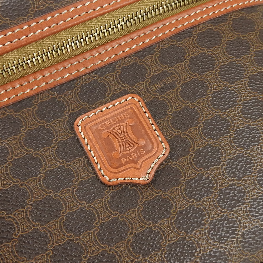 中古】 セリーヌ ハンドバッグ マカダム PVC レザー ブラウン ゴールド