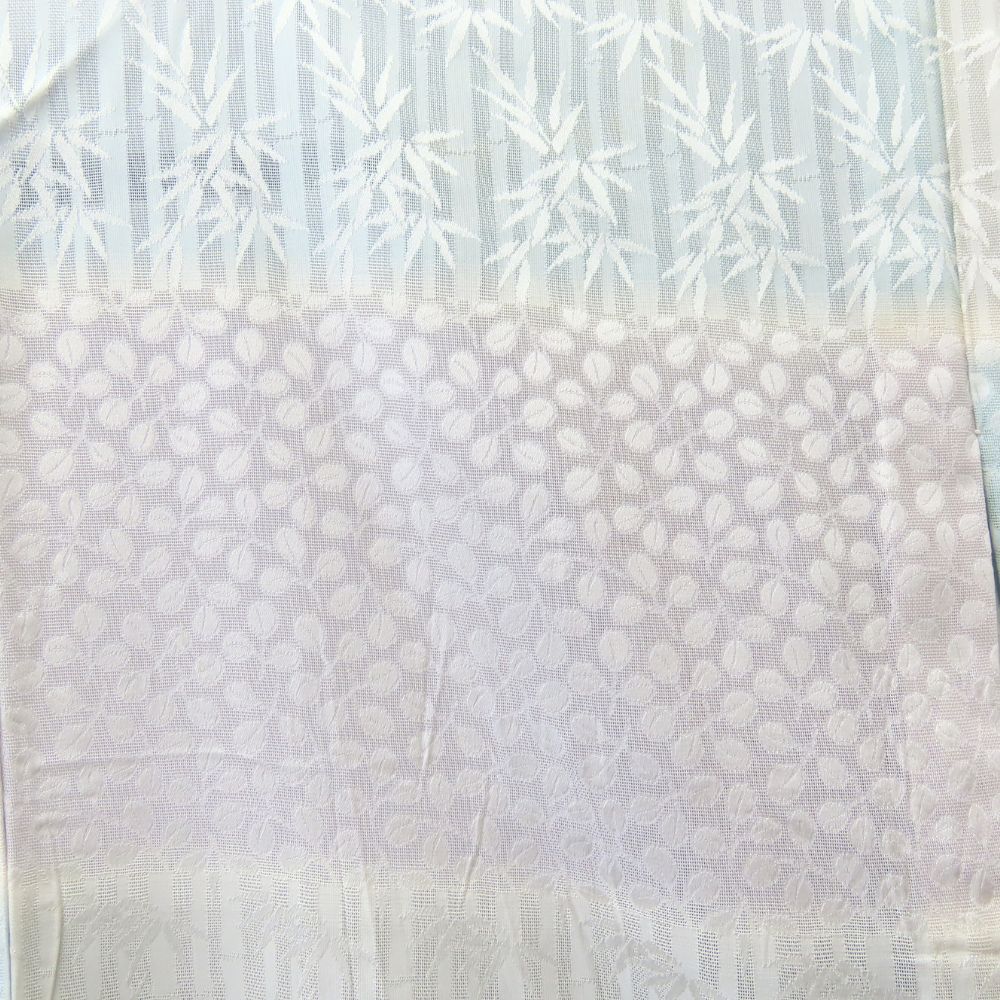 中古】 小紋 夏物 紋紗 正絹(金銀糸除く) ホワイト パープル系 ブルー