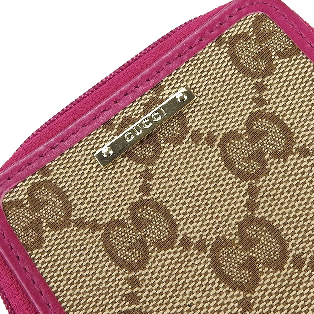 中古 グッチ ケース 115255 GGキャンバス レザー ピンク ベージュ ゴールド金具 小物 普段使い レディース 女性 GUCCI 中古】 グッチ コインケース 115255 GGキャンバス レザー ピンク
