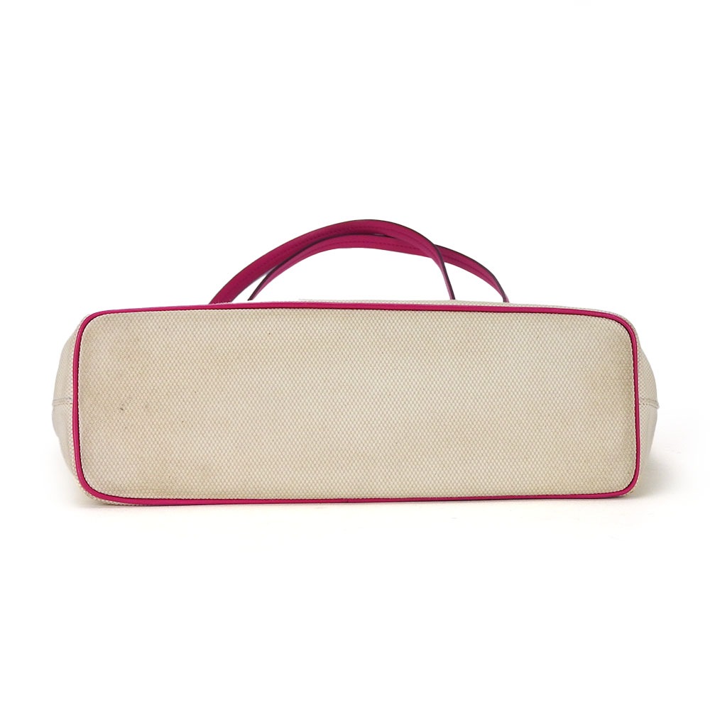 中古】 バリー トートバッグ キャンバス レザー ベージュ ピンク