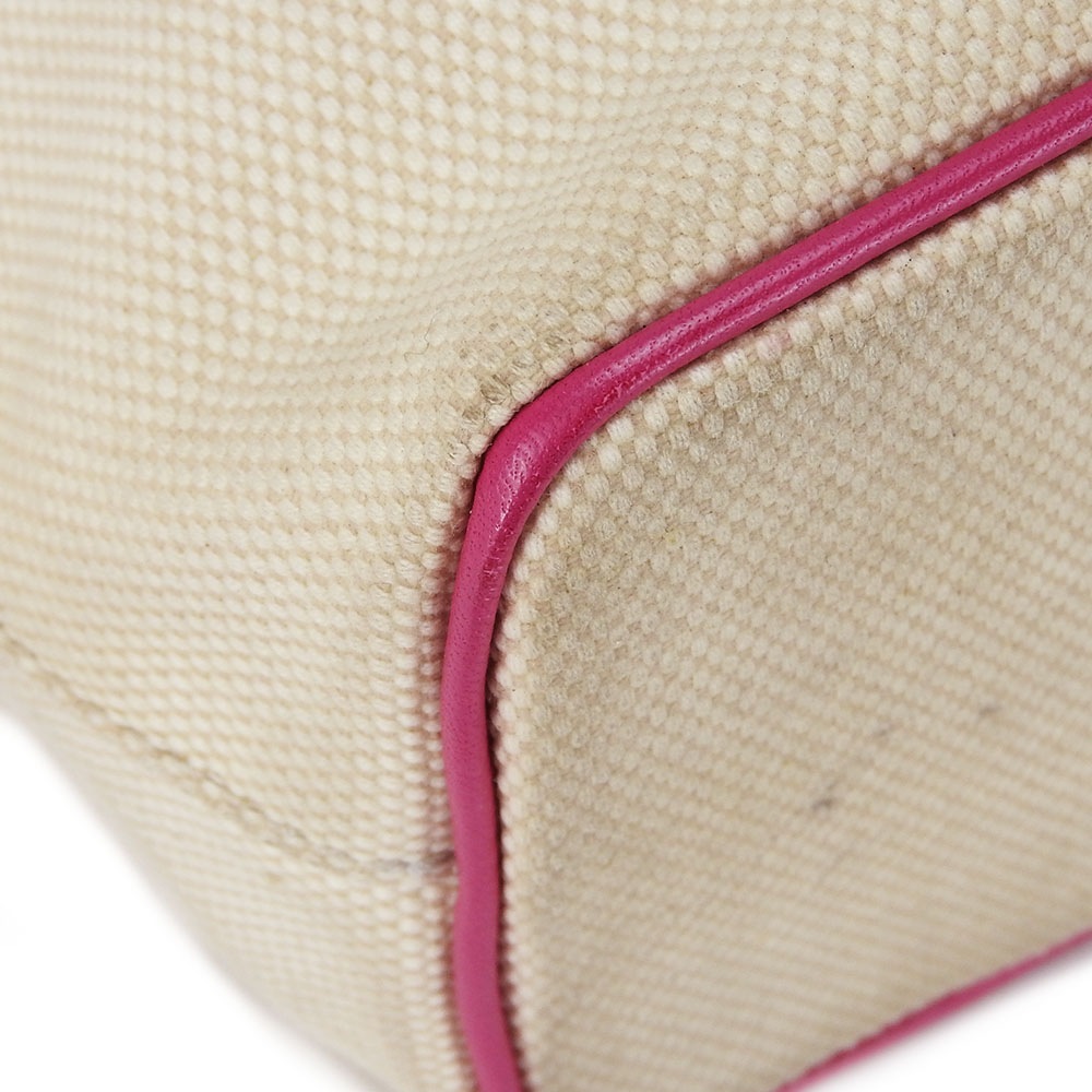 中古】 バリー トートバッグ キャンバス レザー ベージュ ピンク