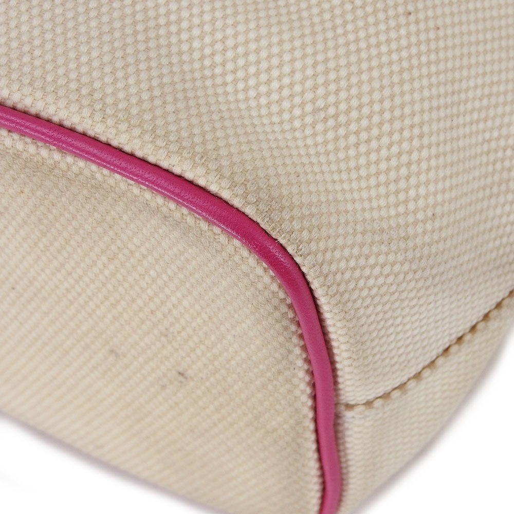 中古】 バリー トートバッグ キャンバス レザー ベージュ ピンク