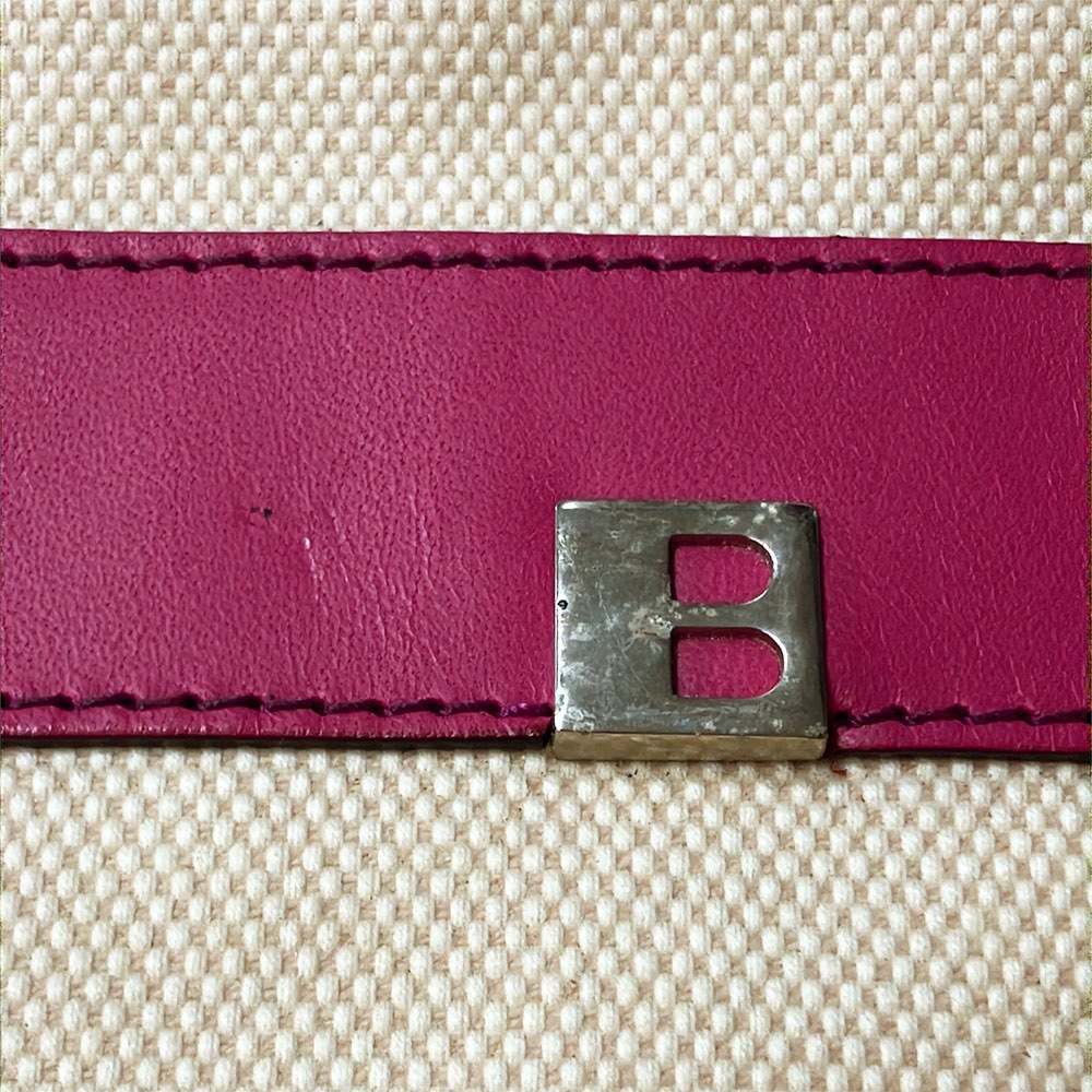 中古】 バリー トートバッグ キャンバス レザー ベージュ ピンク