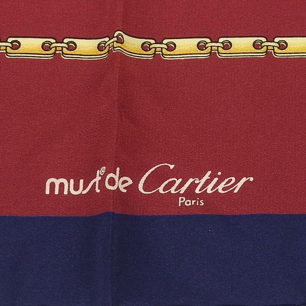 Must de Cartier ネイビー　スカーフ 人気ファッション - must de Cartier シルクスカーフ ネイビー