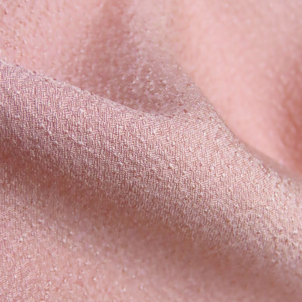 中古】 色無地 ちりめん 正絹(金銀糸除く) サーモンピンク系 お洒落 一