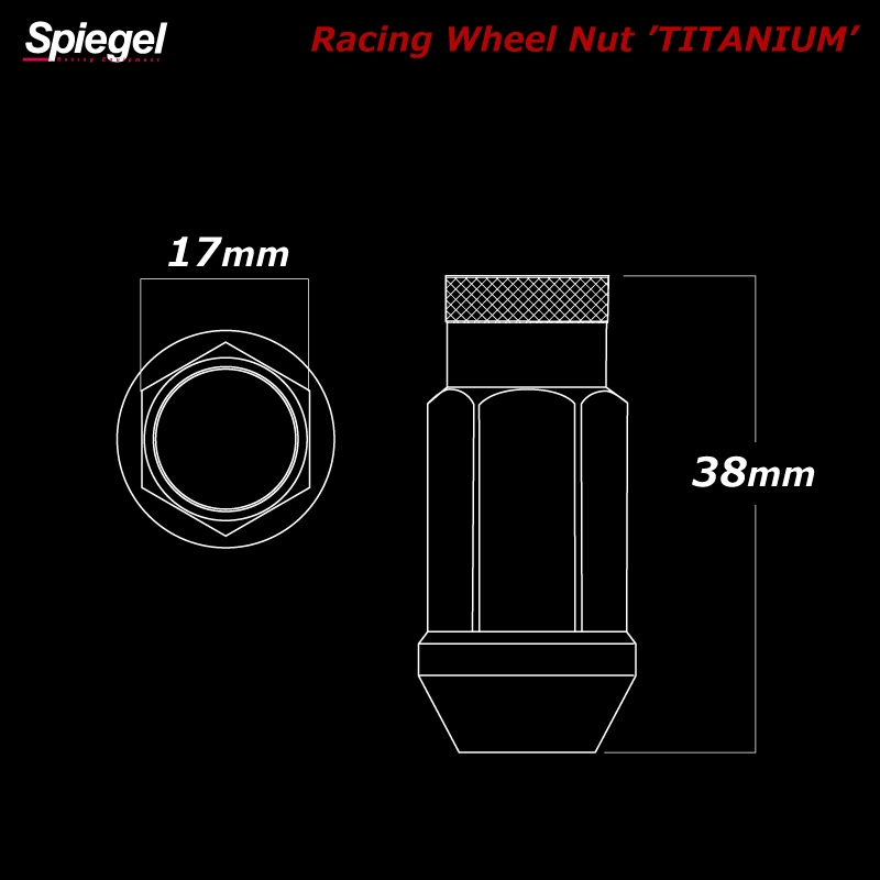 レーシング ホイールナット チタン 貫通タイプ M12 P1.25 38mm 16個セット チタンナット スズキ ジムニー 「Spiegel  シュピーゲル」 「送料無料」 ： VS-ONE