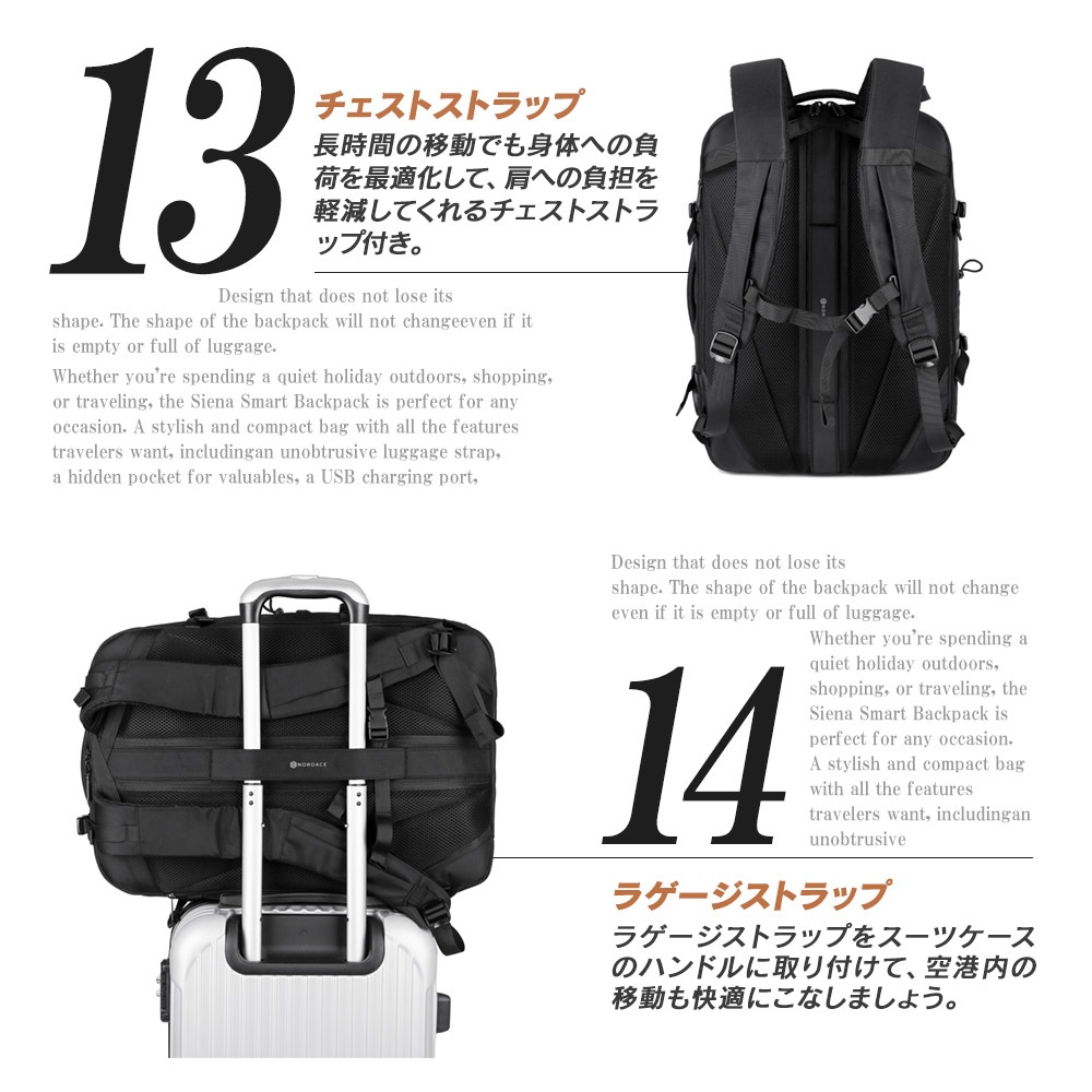 ノルディス Nordace Henge 45L キャリーオンリュック ND1057