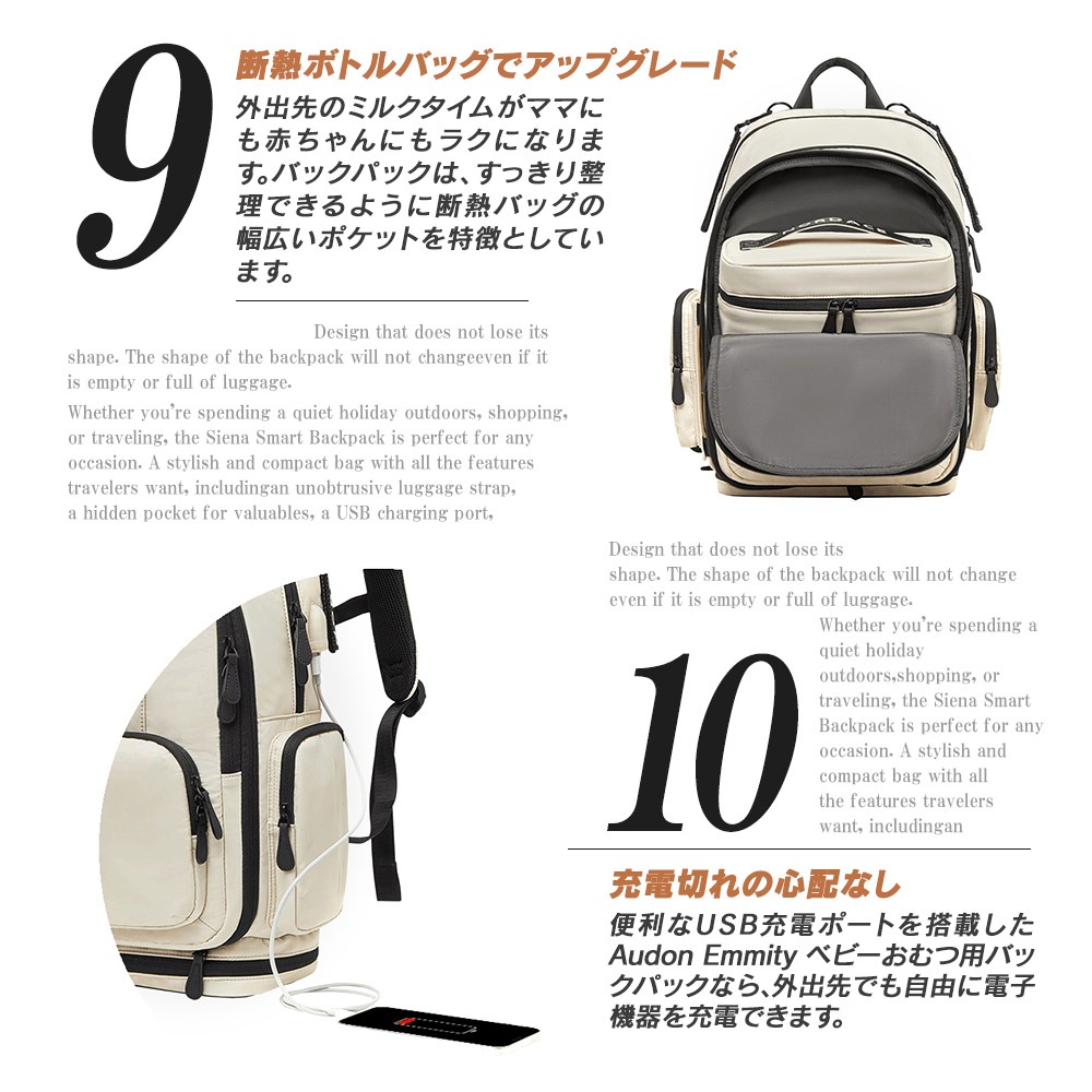 【新品】Audon Emmity ベビーおむつ用バックパック ノルディス Nordace Audon Emmity ベビーおむつ用バックパック